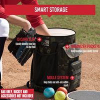 Sac seau de baseball, sacs d'entraîneur de softball adaptés aux seaux de 6 gallons, accessoires d'entraînement de baseball avec plusieurs poches