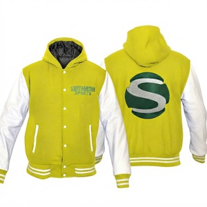 Blouson Bomber Bicolore Vert Citron et Blanc avec Capuche, Logo Personnalisé, Boutons Pression, Style Décontracté Streetwear – Fabrication Professionnelle - Product Image 1
