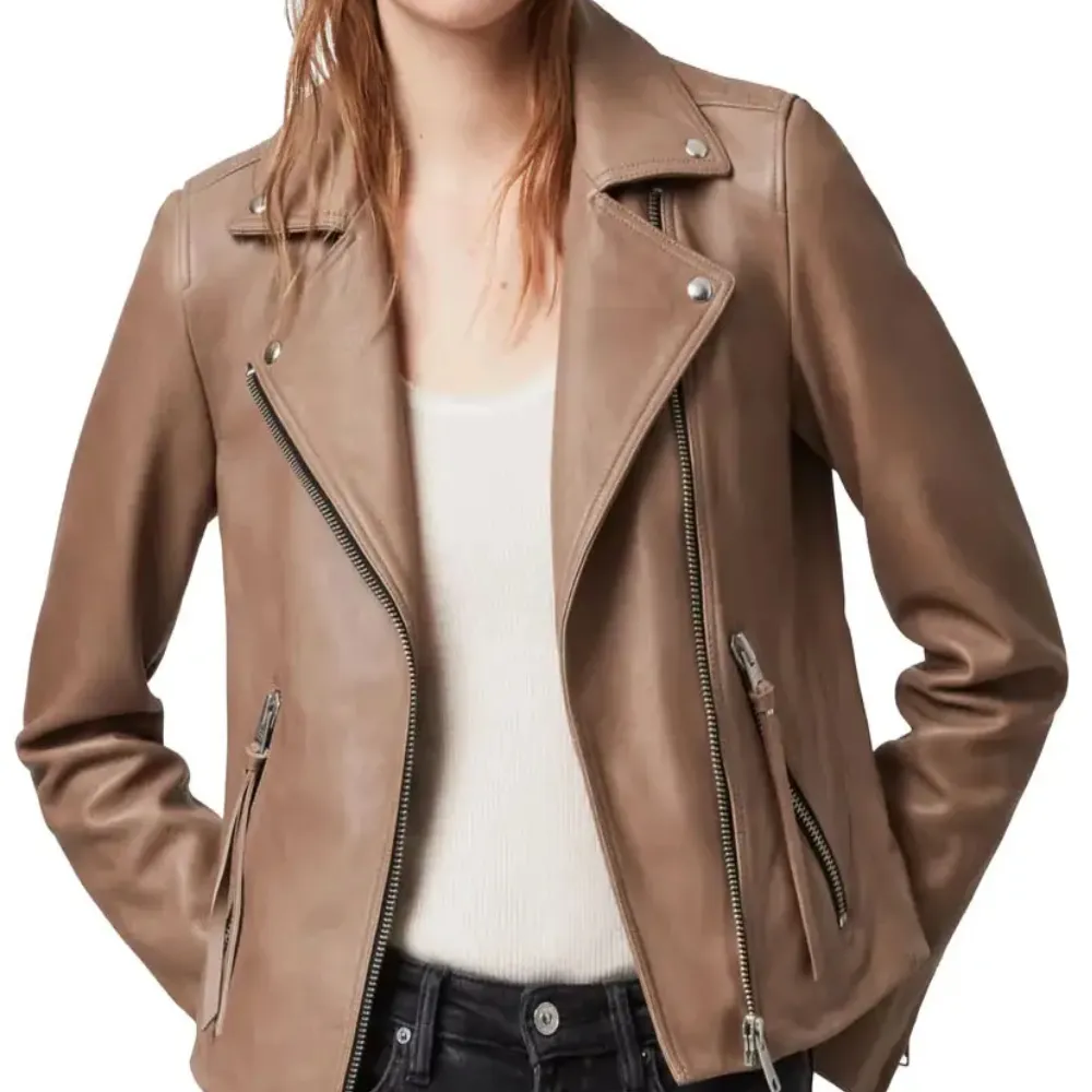 Jaket kulit wanita, jaket kulit lengan panjang Mode tanpa kerudung bernapas desain terbaik kualitas tinggi disesuaikan