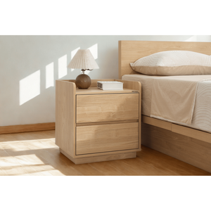 Modern Minimalist <b>Bedside</b> Table, Elegant Wood Nightstand with 2 Drawers for Bedroom Furniture - Product Image 5