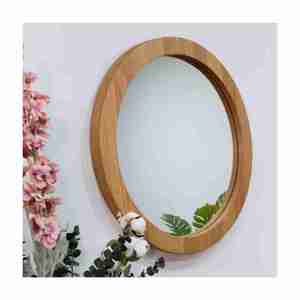 Marco de madera redondo para interiores más vendido, espejo de madera de diseño moderno hecho a mano, hecho a medida con precio de alta calidad para uso en pared - Product Image 3