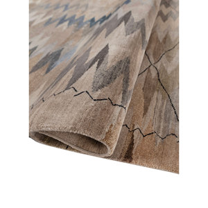 พรมไหมพรมผสมไหมสีเบจน้ำตาลลายเรขาคณิตทรงสี่เหลี่ยมผืนผ้า ยี่ห้อ Freedom Manchaha สำหรับตกแต่งบ้าน ห้องนั่งเล่น และทางเดิน - Product Image 2