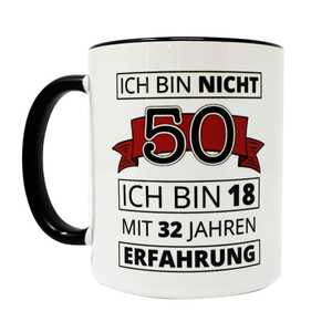 Mug fantaisie pour 50e anniversaire, tasse en céramique à double paroi, passe au lave-vaisselle et au micro-ondes, avec design 'Je ne suis pas de 50 ans' et cuillère accessoire - Product Image 3