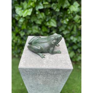 Escultura de Rana Antigua Verde Pátina, Decoración de Jardín, Accesorios Artesanales, Adorno de Fuente de Rana Vintage, Decoración de Exterior - Product Image 2