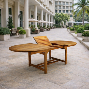 Mesa de Comedor Extensible de Madera de Teca Sólida para Exteriores, Resistente a la Intemperie, Muebles de Jardín para Hotel, Resort, Restaurante - Product Image 5