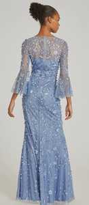 Vestido de noche de pétalo para mujer madura, diseño de espalda de firma, mangas suaves, puños con volantes, bordado a mano, con cuentas, lentejuelas, Lycra - Product Image 2