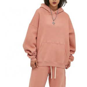 Sweat à capuche surdimensionné pour femme en coton 100% lourd, pull personnalisé avec épaules tombantes, design doublé, longueur longue, col à capuche - Product Image 3