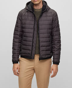 Veste d'hiver pour homme tendance, tissu léger, couleur noire unie, style zippé, veste matelassée à capuche avec faible MOQ - Product Image 1