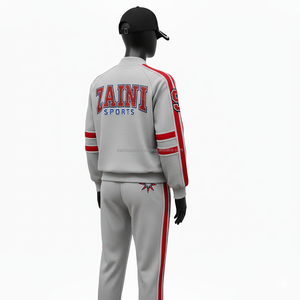 ชุดวอร์มผู้หญิง320แกรมผ้าฝ้ายโพลีเอสเตอร์ผ้ายืดอบอุ่นสีแดงแถบด้านข้างประดับพลอยเทียมดีไซน์โลโก้ขนาดใหญ่พิเศษ - Product Image 5