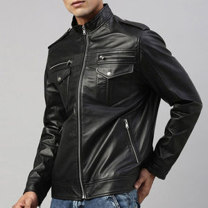Veste en cuir de motard pour hommes de style le plus récent de conception appropriée d'usine look classique grande personnalité veste en cuir pour hommes en gros - Product Image 3