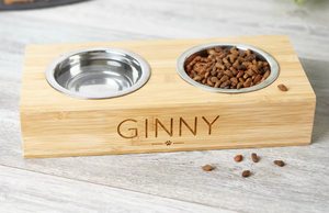 Soporte de cuenco para perros y gatos elevado de bambú sostenible 2025 con platos de alimentación de cerámica fáciles de limpiar - Product Image 6