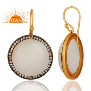 Pendientes colgantes de plata de ley más vendidos, chapado en oro de 18 quilates, piedra de Luna Blanca Cz Natural, piedras preciosas, fabricación de joyería fina Demi - Product Image 3