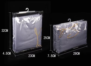 Premium Transparent 0.15mm PVC Textile Bag with Plastic Hanger Bedding Packaging Bag with Hanger and Snap Button - 3-Side Gusset - Product Image 3