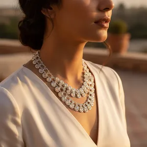 Collier en argent 925 avec nacre, bijoux de déclaration pour femmes - Product Image 1