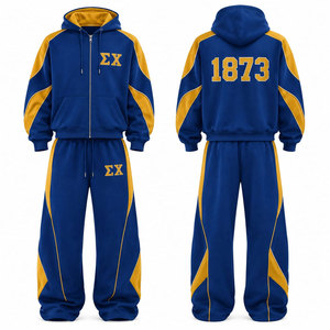 Ensemble de survêtement athlétique Sigma Chi à capuche entièrement zippé, bleu et or, imprimé 1873, unisexe adulte, style sportif automne - Product Image 1
