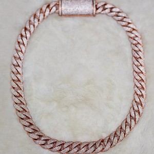 VVS Clarity chaîne cubaine diamant de haute qualité 14k Rose Gold Diamond chaîne pour unisexe Iced Out Fine Chains Colliers - Product Image 1