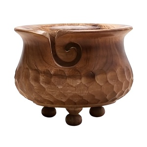 Elegantes cuencos de madera para tejer y ganchillo con talla de red y diseño, cuenco de hilo de madera de rosa hecho a mano ecológico - Product Image 5