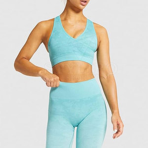 Vêtements de fitness femmes Yoga léger personnalisé extérieur ensembles sans couture blanc Sport Legging et soutien-gorge Yoga ensemble - Product Image 1