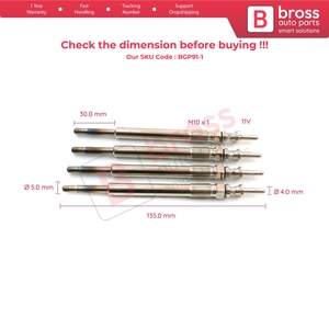 BGP91-1 4 Pieces Glow <b>Plug</b> Auxiliary <b>Heater</b> 1214033 91196669 5344502 for 11 Volt - Product Image 5