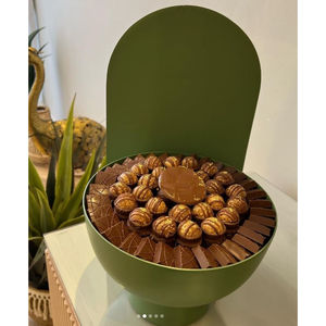 Attractive Home Decorative Chocolate Server Bowl Great Quality White & Orange Metal Bowl With Handle For Weddings <b>Sweets</b> Holder - Product Image 3