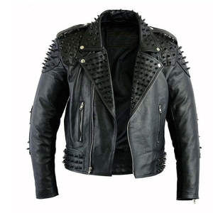 <b>jacket</b> for <b>men</b> Sheepskin Custom Color Long Thin Studded Leather <b>Jacket</b> for <b>Men</b> Punk Rock Biker <b>Racer</b> Waterproof Breathable - Product Image 4
