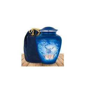 Urne de crémation métallique en aluminium chic avec la conception de bandes antiques utilisée pour garder les cendres des humains en toute sécurité - Product Image 2