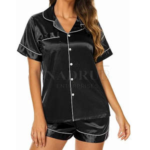 Ensemble de nuit 2 pièces pour femmes, short à manches longues avec taille élastique pour l'automne - Product Image 4