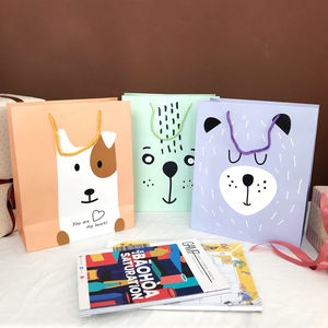 Bolsas de regalo de papel con cara de animal bonita personalizada Embalaje ecológico para favores de fiesta, niños, cumpleaños, vacaciones y uso minorista (marrón) - Product Image 6