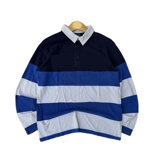 Camiseta de Rugby Premium para Hombre, 240 GSM, Algodón Grueso, Cuello Rojo y Blanco, Panel en el Pecho Azul Marino, Bordado con Logotipo Personalizado, Camisetas de Polo de Rugby para Hombre - Product Image 3