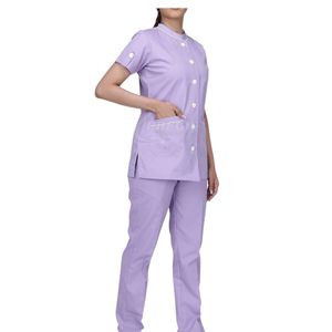 Ensemble de blouses chirurgicales pour femmes de couleur violette |   Uniforme d'infirmière et de médecin à manches courtes en coton polyester |   Tenues médicales d'hôpital confortables - Product Image 5