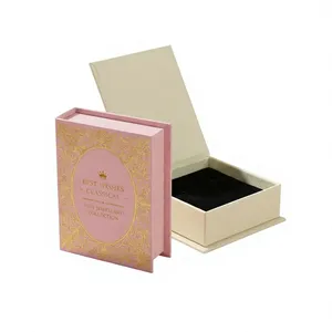 Boîte à bijoux personnalisée avec logo, style livre carré en papier, rangement en velours pour collier - Product Image 1