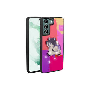 Funda de Silicona Luminosa con Figura Icónica en Relieve para Samsung Galaxy S21 FE, Color Morado, Diseño MRSA Amas, Impresión UV, Antihuellas - Product Image 1