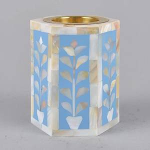 Quemador de incienso con incrustaciones de hueso, vela con Pilar de medkan mubkhar hecho en ietham - Product Image 4