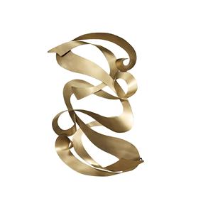 ภาพแอบสแตรกต์ทำจากเหล็กรูปติดผนังศิลปะสมัยใหม่ทำด้วยผ้าซาตินสีทอง - Product Image 1