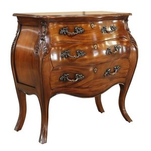 Mesita de noche Lenoir de madera de caoba de alta calidad con color marrón y tiene 3 cajones para interior - Product Image 2