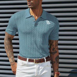 Latest Design Texture Knit Polo <b>T</b>-<b>Shirts</b> Causal Wear Polo <b>T</b>-<b>Shirts</b> Custom Color Polo <b>T</b>-<b>Shirts</b> With Custom Logo - Product Image 4
