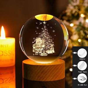 Vente en gros Astronaute Lune Lampe Décoration Chambre Lampe de Table Cube En Bois Led Présentoir Base pour Boule de Cristal Iget Lune Sphère Lampe - Product Image 5