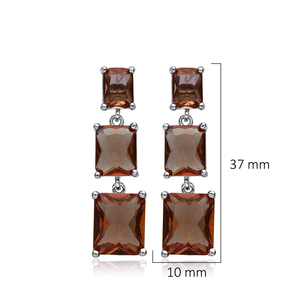 Rectangle Sultanite Stone Cluster <b>Earrings</b> Wholesale Handmade 925 Silver Sterling Jewelry - Product Image 2