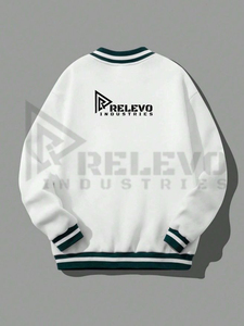 Nouveau sweat-shirt en molleton de coton de haute qualité à col rond pour l'hiver, brodé, prix d'usine en gros, bordure rayée, doublure thermique - Product Image 3