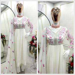 Nuevo conjunto de Fox Georgette Gwon Plazzo y Dupatta, ropa india y pakistaní completamente cosida, lista para usar - Product Image 6