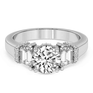 แหวนหมั้นเพชรโมอิสซาไนต์ทรงเหลี่ยมมรกต 3 เม็ด ทองคำขาว 14k คุณภาพพรีเมียม พร้อมราคาส่งออก - Product Image 4