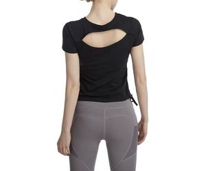 Camiseta de manga corta con cuello a rayas para mujer, ropa de algodón con estampado personalizado, cuello en V, tela de licra, Camiseta deportiva para mujer - Product Image 4