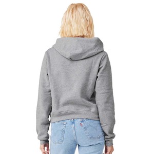 Sweat à capuche pour femme, premium, poids lourd, gris chiné, col rond, 100% coton molletonné, hiver, longueur standard, logo brodé imprimé en 3D - Product Image 4