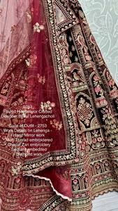 Lehenga Choli de créateur brodé de paon dansant avec double Dupatta - Product Image 4
