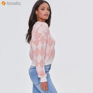 2022 femmes mince plat tricoté laine pull décontracté pull personnalisable Logo impression manches longues hiver-vente en gros - Product Image 2