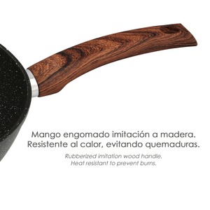 Padella antiaderente in alluminio forgiato con finitura effetto pietra, 20 x 4,5 cm. Impugnatura gommata. - Product Image 5