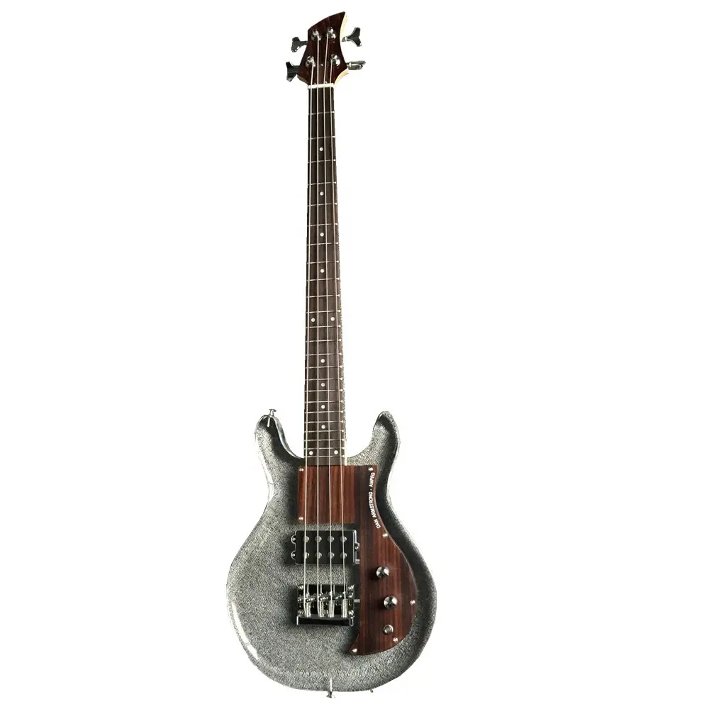 Guitare basse Double coupe ACKI de qualité supérieure avec lumières LED corps en acrylique Lucite clair touche en palissandre gaucher