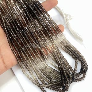 Perles de rondelle à facettes en quartz fumé, perles de pierres précieuses en gros naturelles pour la fabrication de bijoux - Product Image 5