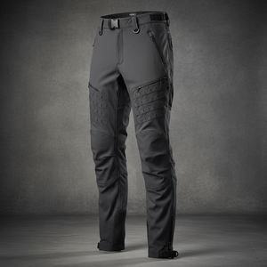 Pantalones Cargo Tácticos MOLLE Modulares Multibolsillos de Algodón 100% para Hombre, Estilo Techwear, Color Carbón Mate, con Forro Polar, Resistentes al Agua - Product Image 1