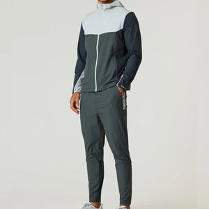Conjunto de chándal cortavientos de nailon y poliéster ligero e impermeable con logotipo personalizado para hombre, conjunto de chándal cortavientos de nailon para exteriores - Product Image 1